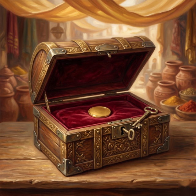 A painted receiving bowl with a settled coin — the moment your swap completes.