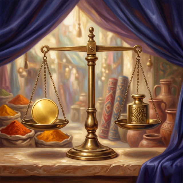 A painted vessel pouring a single coin — the moment your deposit confirms.